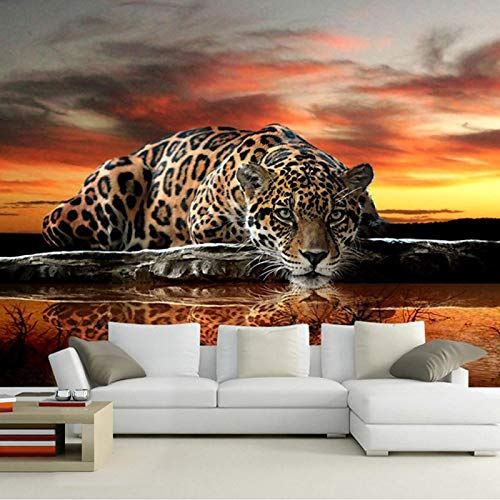 YXTSmurals Papier Peint Intissé Tapisserie Murales Panoramique 3D Dusk Animals Leopard Papier Peint Moderne De Papier Peint De Mur De Fond De Sofa De Salon