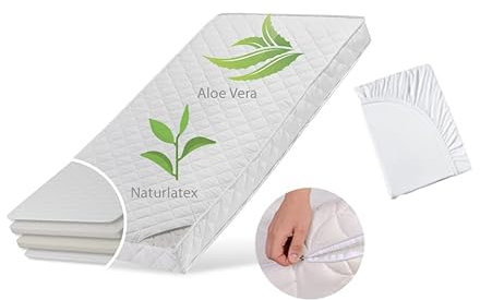 Kids Collective Kindermatratze 90x200 cm Latex Deluxe mit Aloe Vera-Bezug,Spannbettlaken und Zwei Härtegraden, 10 cm hoch, Kindermatratze 90 x 200 Matratze für Kinderbett, Körpergewicht bis 60kg