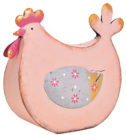 Miss Lovely Metall-Aufsteller Deko-Figur Huhn in rosa Oster-Fest Oster-Dekoration Deko-Figur Frühling Ostern Hahn/Henne