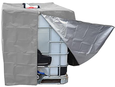 SJASD IBC Tank Abdeckung 1000L,wasserdichte IBC Container Abdeckung mit Reißverschluss,Wassertank Abdeckplane UV-Schutz Folie,IBC Behälterabdeckung,410d Oxford Tuch,120x100x116cm