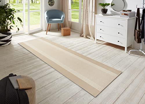 Hanse Home Teppich Läufer Band 80x400cm – Teppichläufer Weicher Kurzflor Teppich Modernes Design Läufer für Flur, Schlafzimmer, Kinderzimmer, Badezimmer, Wohnzimmer, Küche Dekoläufer – Ivory