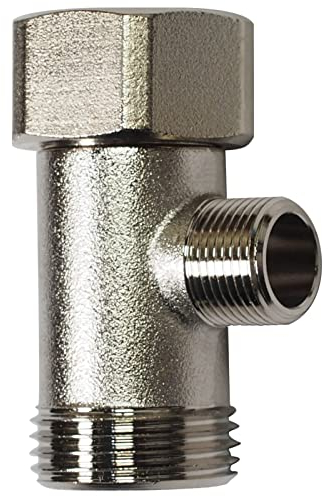 Bidet-T-Adapter – T-Ventil für Bidet, 15/16 Zoll x 15/16 Zoll x 9/16 Zoll oder 7/8 Zoll x 7/8 Zoll x 3/8 Zoll, Messing beschichtetes Nickel, 3-Wege-Adapter oder T-Anschluss