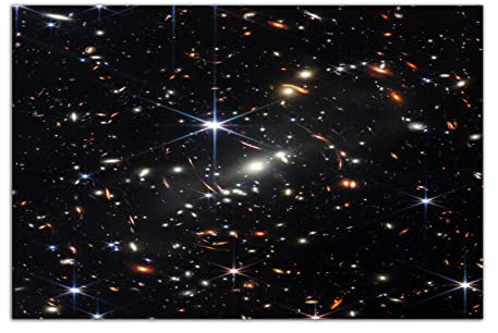 HOPNRU James Webb Weltraumteleskop Erstes Bild Poster Deep Field Bild Galaxy Wandkunst Bild Druck Leinwand Malerei Moderne Büro Home Decor Geschenk (60x90cm-Ohne Rahmen)