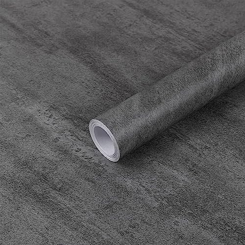 Hode Papier Adhesif pour Meuble Gris 40cmx10m, Film Autocollant Meuble Décoratif, Papier Peint Autocollant Mural, Rouleau Vinyle Adhesif Impermeable pour Mur de Salon Cuisine Chambre