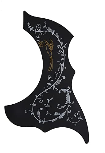 Qwertfeet Pickguard-Acoustic-Acoustic Guitar Pickguard, selbstklebend, Schwarz