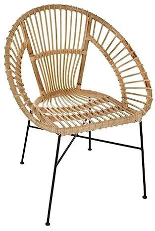 Fauteuil en bois de bambou véritable avec pieds en fer peint