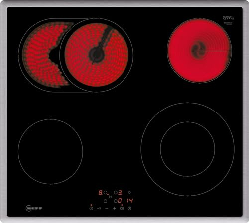 NEFF T16SBN1L0, N 50, piano cottura elettrico, piano cottura in vetroceramica autosufficiente, larghezza 60 cm, controllo touch, zona arrosto, indicatore di calore residuo a 2 stadi, nero