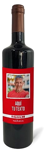 mundohuevo: Regalo original personalizado. Pon la foto y el texto que tu quieras. Botella de vino tinto. 75cl. Haz un regalo único, Regala Alegría