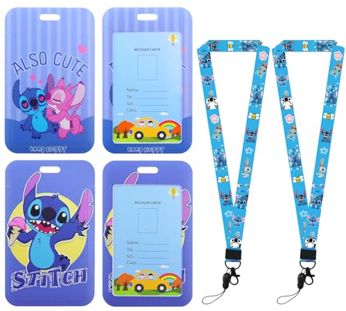 2 stücke Lanyard mit Ausweishalter,Card Sleeves Lanyard mit Transparentem Id Kartenhalter und Schlüsselring,Schlüsselband kinder mit Abzeichen für hülle schülerausweis Handys Blau Kartenhülle