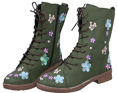 riou Stivaletti Stivali Invernali Scarpe da Donna Bassi Eleganti Anfibi Boot Anfibi Donna Bassi Stivali Donna Gambale Curvy Pianta Larga Comoda Chiusura Fodera Calda Suola Interna