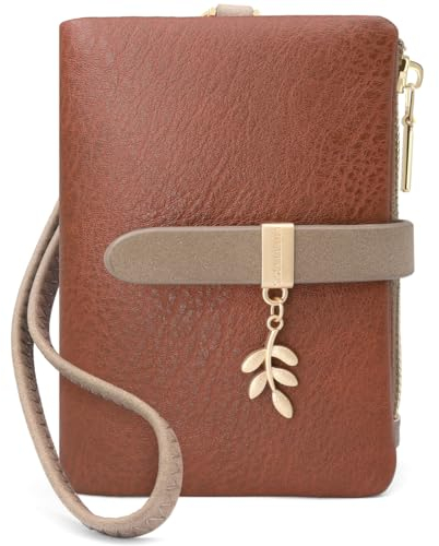 GOUNNU Porte Monnaie Femme en Cuir PU Portefeuille Femme Petit Format RFID Blocage Porte Feuilles pour Femme avec 7 Emplacements et Porte Monnaie à Fermeture éclair(café)