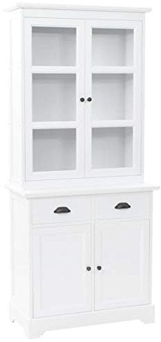 ARKEM Vitrinenschrank Anrichte mit 4 Türen MDF Kiefer 80x40x180 cm VitrinenschräNke Cabinet Wohnzimmerschrank