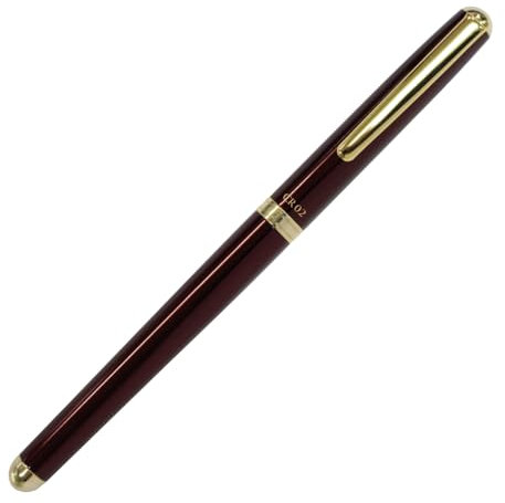 オート OHTO CR02 Gold Parts Keramik-Tintenroller, 0,5 mm feine Spitze, Aluminiumschaft mit vergoldetem Messing, Wein-Finish, nachfüllbare schwarze Tinte auf Wasserbasis, CR02-05-GWI