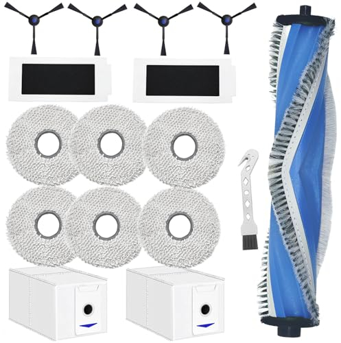DianSung Zubehör Set für ECOVACS DEEBOT T30 Pro Omni / T30 Omni Staubsauger Ersatzteil, Hauptbürste,6 Wischtücher,2 Staubbeutel,4 Seitenbürsten, Filter