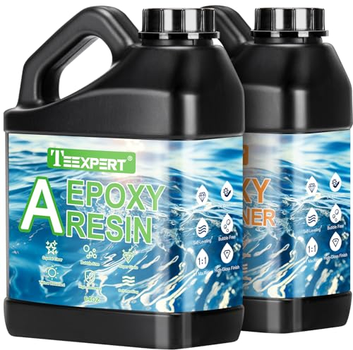Teexpert 1 Gallone Hochglanz Epoxidharz Set, Klares Selbstnivellierendes Blasenfreies Epoxy Resin, 1:1 Mischung Epoxidharz mit Härter für Schmuck, Formen, Wohnkultur, Untersetzer, Ornamente
