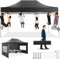 COBIZI Pavillon 3x4,5 Faltpavillon Wasserdicht Stabil Winterfest mit 3 seitenwänden, Partyzelt Das Spitzdach Gartenpavillon Outdoor Faltbar UV-Schutz, Schwarz