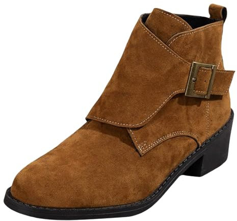 Stivaletti Tronchetti da Donna Scarpe Donna Stivali Estivi Traforati Primaverili Stivaletti da Donna firmati Stivali Casual con Tacco Basso Spesso Brown, 39
