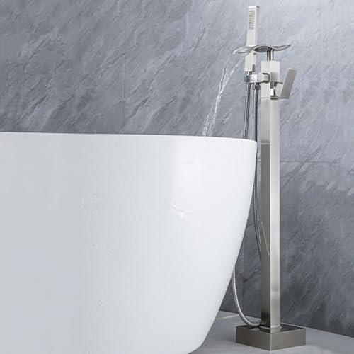 XJTNLB Robinet Cascade Baignoire Brossé Mitigeur Bain Douche Monotrou Rotatif à 360° Robinet de Baignoire Sur Pied