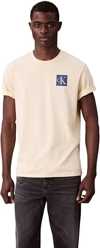 Calvin Klein Herren T-Shirt Kurzarm Gradient Monogram Logo aus Baumwolle, Gelb (Sunlight), M