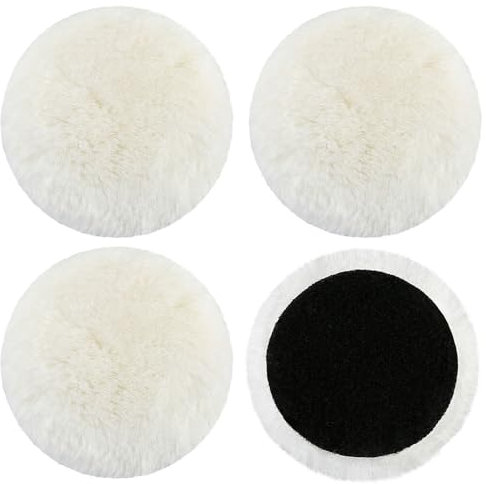 OMJMYY 4 pcs Polierpads 125mm Polieraufsatz Kompatibel mit Bosch Exzenterschleifer mit Klett Wolle Polierpads Auto Polierhauben Lammfell Lammwolle Polierscheiben für Korkböden Auto Usw