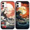Yimctoie 2 Stück Handyhülle für iPhone 11 Hülle 6,1,Japanische Art Anime Aesthetic Wellen mit Muster Case,Ästhetik Schutzhülle Schwarz Weich Silikon TPU Stoßfeste Kratzfest Cover für iPhone 11