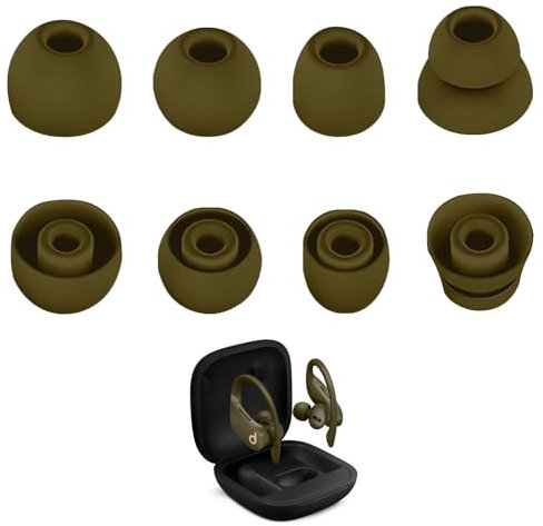 Miayaya Silicone Tips Replacement Earbuds Tips for Beat Powerbeats Pro Ear Tips Eartip Fit in The Charging Case Ear Covers, S/M/L, 4 Pairs, Army Green
