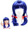 Ladybug Perücke Kinder, Kurze Blau Cosplay Perücke, Ladybird Perücke Mädchen mit Roten Schleifen, Anime Cosplay Wig, Kunstfaser Perücke, für Mädchen Cosplay Anime Kostüm Karneval Maskerade