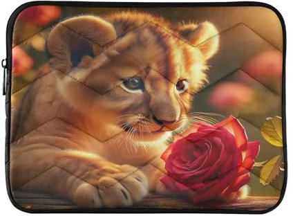 Housse matelassée pour ordinateur portable, sac de transport pour ordinateur portable, mignon tigre rose rouge, pochette de protection pour ordinateur portable, 13-14 pouces