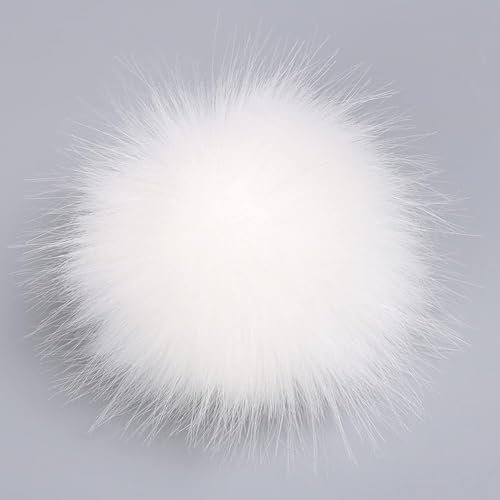 12 cm Weißer Kunstpelz-Pompom – Vielseitige Accessoires für Mützen/Schals/Handtaschen