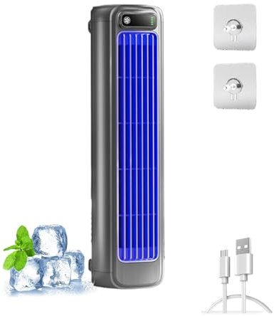 Condizionatore Portatile Silenzioso, Portable Air Conditioner, Mini Raffrescatore D'aria Con 3 Velocità E Display a LED, Ventola Di Raffreddamento Silenziosa, Senza Fili, Ricaricabile (A-Grigio)