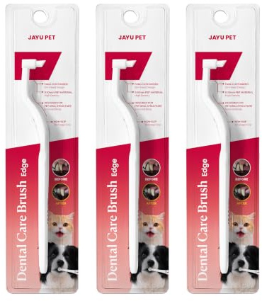 JAYU PET Dental Care Brush (Edge Bristles) 3ea - Micro Round Head Dog Toothbrush, Cat Toothbrush, Dental Care, Perfect for Kitten & Small Breed with End-tuft Diagonal-Shaped Bristle & Easy Grip Handle