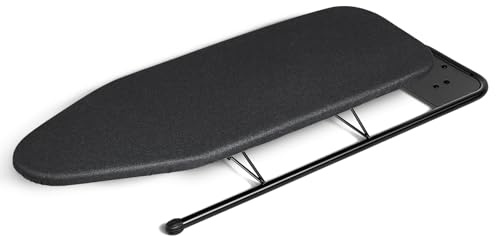 Duwee Tisch-Bügelbrett mit Bügelablage, kleines Bügelbrett, hitzebeständiger Bezug mit dickem Filzpolster, kompakt und leicht, schwarz, 32 x 82 cm