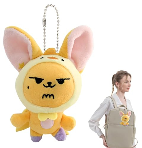 NHPY 1 TXT Pièce Poupée en peluche Porte-clés Sac Pendentif Cartable Décoration Porte-monnaie Pendentif（Renard Jaune）
