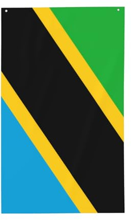 Tansania-Flagge. Dekorative Outdoor-Flagge, 90 x 152 cm, vertikales Polyester-Banner. Geeignet für den Einsatz als Außendekoration