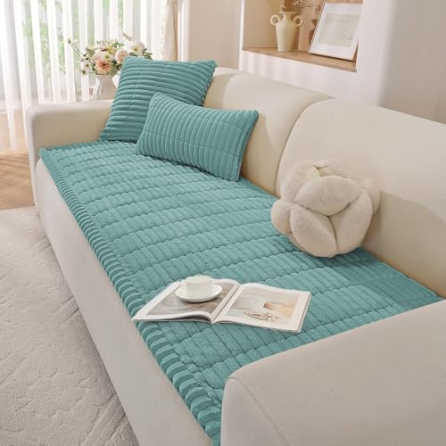 YSTELLAA Sofa Überzug Universelle 1/2/3/4 Sitzer, Anti-Rutsch Sofabezug Flanell, Neu Couch Überzug L/U Form, Gemütlich Sofa Cover Für Wohnzimmer(Türkis, 70x180cm)