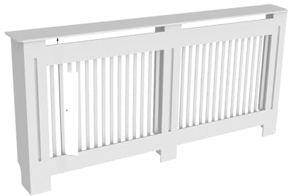 Armario decorativo para radiador, Gabinete de la cubierta del radiador con vertical los tamaños múltiples blancos parrilla y estante(White Vertical Xl)