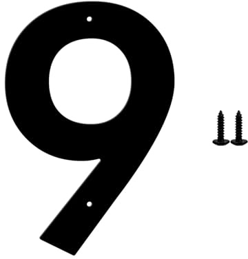 2.5/3/4/5 Iron Black House Numbers with Screws Modern Metal Digital Mailbox Numbers Letters Sign, for Outside Plaque Plate Address Yard Home Apartment Exterior Door Street Garden(9,3)