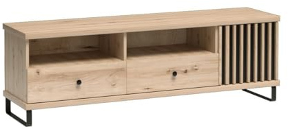 Masseno TV-Schrank ALMERIA 160,6 cm Fernsehschrank mit 2 Schubladen TV-Lowboard für Wohnzimmer Modern 160,6x40,6x43,4 cm Eiche Artisan