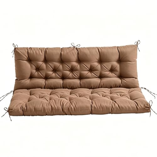 Tenger Home Gartenbankauflage mit Rückenlehne wasserabweisend UV - beständig Bankauflage In- & Outdoor Sitzkissen und Rückenkissen Hollywoodschaukel Sitzpolster (Kaffee, 100 * 50 * 50 * 10 cm)