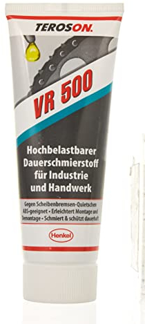 TEROSON VR 500, mineralölbasierter Schmierstoff gegen Quietschen von Bremsen, vielseitig einsetzbare Montagepaste, Bremsenpaste mit hoher Auswaschbeständigkeit, 1x75ml