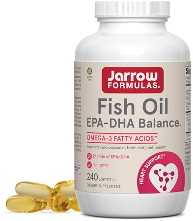 Jarrow Formulas EPA-DHA Balance, 1,200 mg Omega-3 Fatty Acids for Cardiovascular Support, 240 Softgels, 120 Day Supply