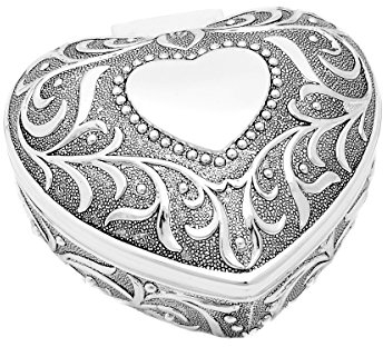 Brillibrum Design Schmuckdose Silber Herz Schatulle versilbert Etui Ring Schatulle Hochzeit Schmuckschatulle für Ring Kette und Ohrstecker Herzschatulle Silber