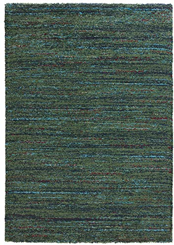 Mint Rugs Chic Teppich Hochflor Wohnzimmer-Teppich Weich Flauschig Langflor Shaggy Flokati Boho Streifen-Design Meliert für Kinderzimmer Schlafzimmer Küche Flur Grün 200x290 cm