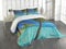 ABAKUHAUS Ozean Tagesdecke Set, Palmen, Meer, Strand, Set mit Kissenbezügen Klare Farben, für Doppelbetten 264 x 220 cm, Türkisblauen
