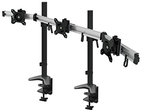 Braccio per monitor 3 volte HFTEK - supporto da tavolo per 3 schermi da 15-27 pollici con VESA 75/100 (MP230C-90N)
