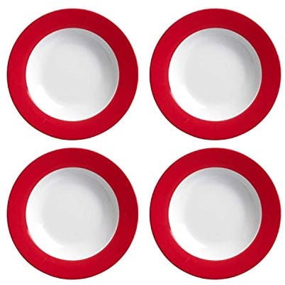 Flirt by R&B Suppenteller/tiefer Teller 'Doppio', Ø 22cm, rot, 4-teilig