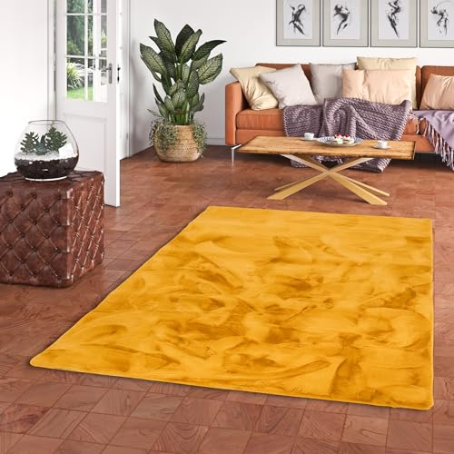 Pergamon Luxus Super Soft Fellteppich Plush Curry in 7 Größen