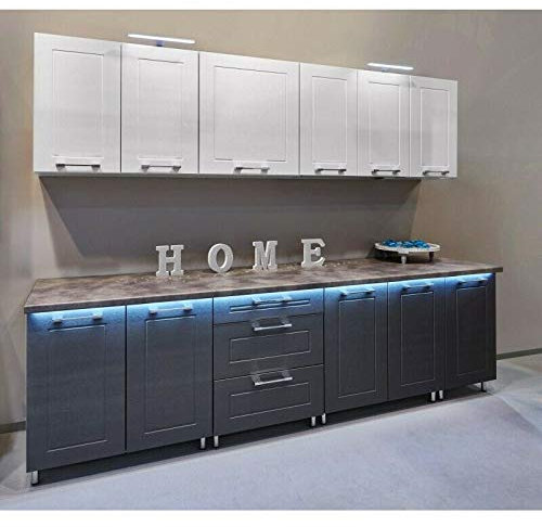 NAKA NEU hochwertige Küche 260cm Küchenzeile Magic MDF Soft-Close Weiss Grau MONTIERT