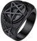 FaithHeart schwarz Fingerring für Herren Jungen Retro Siegelring Punk Gotik Pentagramm Fingerring in Größe 59.5 für Geburtstag Weihnachten