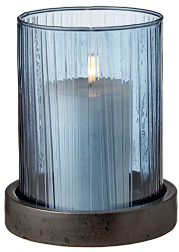 BITZ Windlicht m. LED Kerze 17 cm Blau